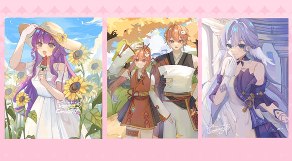 Complex background (20-25$). Can be a scene, room, place in fullcolor. The sunflower girl it's not part of a sky view, it's part of a sunflower field scene as an example.